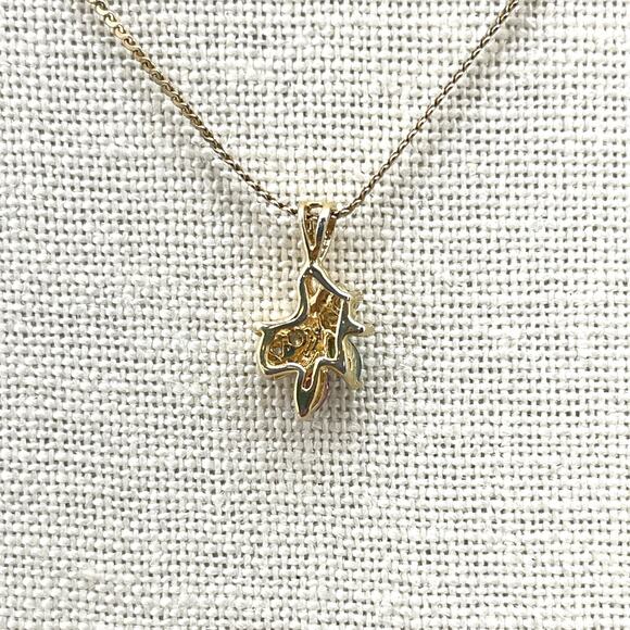 Merlite Gold Tone Necklace Bouquet of Flowers Gemstone Pendant Rope Chain - Picture 2 of 9